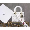 Best Dior lucky badges Original sheepskin Tote Bag A88035 white JH07306hW68