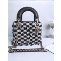 MINI LADY DIOR BAG IN EMBROIDERED CALFSKIN AM0505 WHITE&BLACK JH07411Nk59