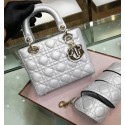 Replica Dior MINI LADY DIOR CALFSKIN BAG M0574 Silvery white JH07071Qz32