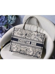 DIOR BOOK TOTE BAG IN EMBROIDERED CANVAS C1287 black JH07179Vu52