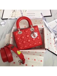 Dior lucky badges Original sheepskin Tote Bag A88035 red JH07304xL57