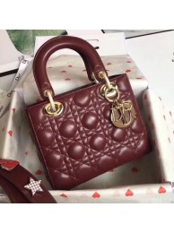 First-class Quality Dior lucky badges Original sheepskin Tote Bag A88035 Bordeaux JH07302JF90