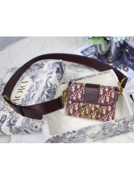 Imitation Dior 30 MONTAIGNE JACQUARD CANVAS BOX BAG M928 burgundy JH07182Rd46