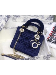 MINI LADY DIOR Velvet BAG M424 blue JH07068Dy68