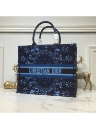 Replica DIOR BOOK TOTE BAG IN EMBROIDERED CANVAS C1286 Navy JH07190Oh34